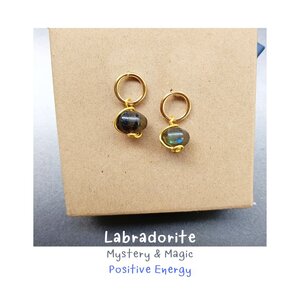 ต่างหูหินแท้ลาบาโดไลท์ Labradorite Earrings (กลับร้าย พลิกสถานการณ์ ปัดเป่าความไม่มงคล)