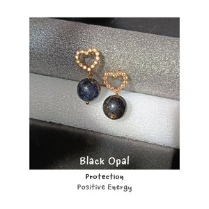 ต่างหู "14K" Australian Black Opal Earring (เปิดออกทุกโอกาสใหม่ พร้อมดึงดูดความสำเร็จ)