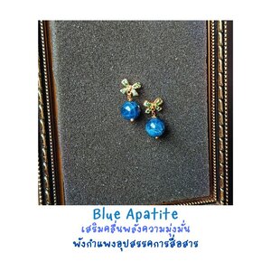 ต่างหูหินแท้ "14K" Blue Apatite Earring (มุ่งมั่นต่อเป้าหมาย เพื่อความสำเร็จ)