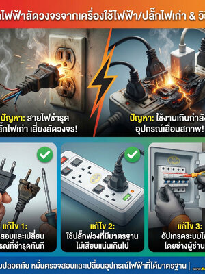 ⚡️ อันตรายใกล้ตัว! ไฟฟ้าลัดวงจรจาก "ปลั๊กเก่า-ใช้งานเกิน" สาเหตุหลักของไฟไหม้บ้าน 🔥