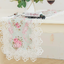 ผ้าปูโต๊ะอาหาร ผ้าปูโต๊ะลายวินเทจ 40x200 cm table runner กุหลาบพาสเทล เขียวอมฟ้า