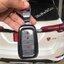 เคสโลหะสองสีดำเงิน รีโมทรถ Toyota Fortuner Legender 2022 แบบ 2 ชั้น มีแบบเงาและแบบด้าน สามาถดึงกุญแจสำรองในรีโมทได้ (Double-Layer Metal Aluminum Alloy Key Cover with transparent push button Guard 360) Toyota Model Fortuner