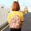 กระเป๋าเป้ผ้าสะพายหลัง mumu ขนาดเล็ก ลายดอกไม้ สีส้ม แดง (Size S)