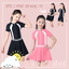 ชุดว่ายน้ำเด็กหญิงbodysuitซิปหน้าขาสั้นสีชมพู + กระโปรง (1 ชุดได้รับ 2 ชิ้น) สามารถใส่ได้ 2 สไตล์