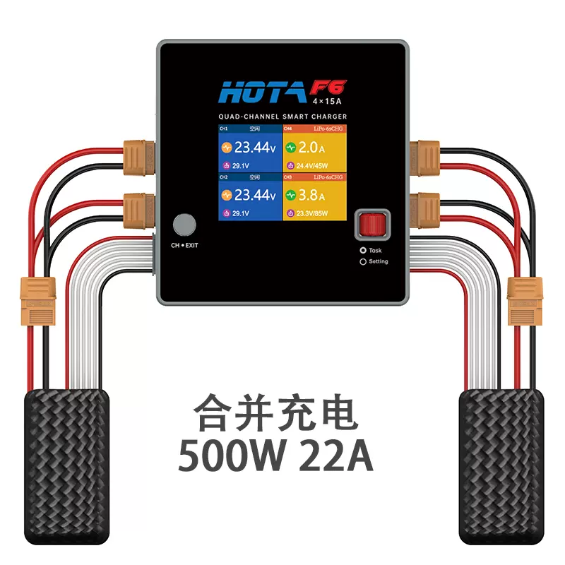 F6 Hota 1000W 250Wx4 15Ax4 Lipo LiIon NiMH LiPo แบตเตอรี่ USB-A Type-C สำหรับโดรน แล็ปท็อป แท็บเล็ต อุปกรณ์โดรน Drone